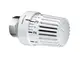 Weißer Thermostat von Oventrop mit Drehknopf und Temperaturskala, ausgestattet mit einem Flüssigfühler, geeignet für Heizsysteme.